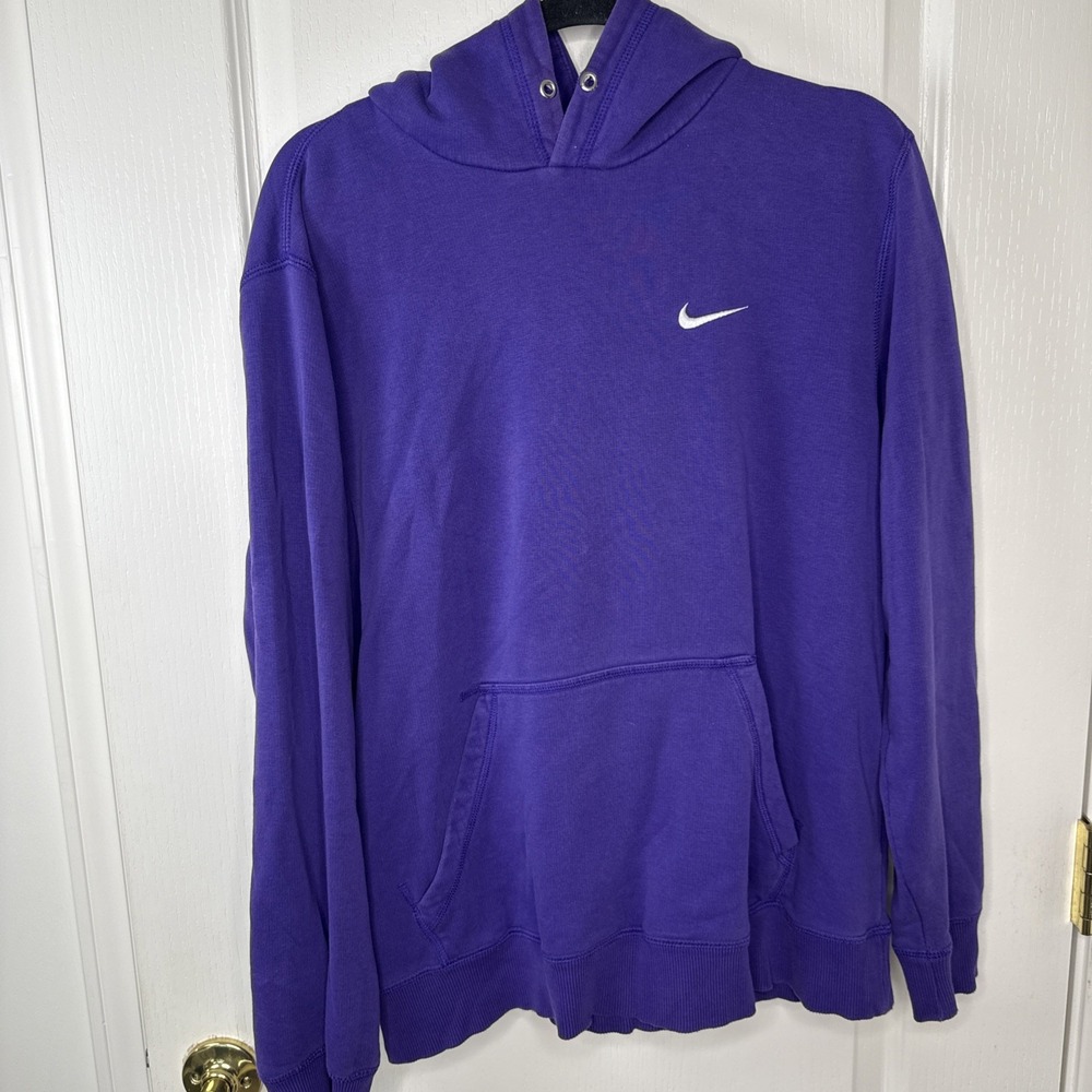 Nike Mens L Purple Pullover Hoodie Sweatshirt Swoosh Logo